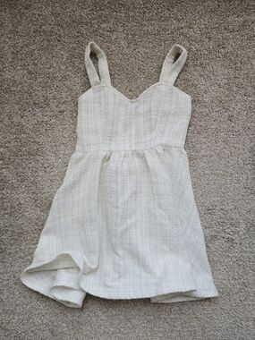 Lulu's Cream Tweed Mini Dress with Sweetheart Bodice